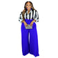 Two Piece Sets  Long Sleeve Stripe Shirt and Wide Leg Pant