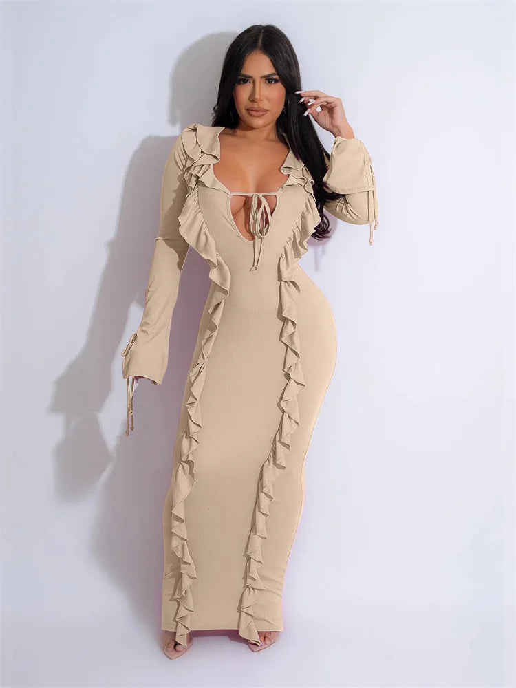 High Waist Streetwear Long Party Dress