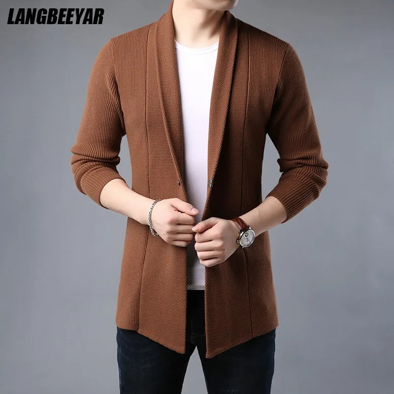 Woollen Casual Long Slim Fit Cardigan - JELESACK