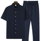 men's shirt set solid colour