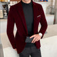 Burgundy Velvet Blazer For Men - JELESACK