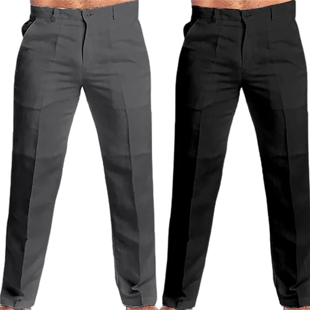 Stand Pocket Casual Linen Pants