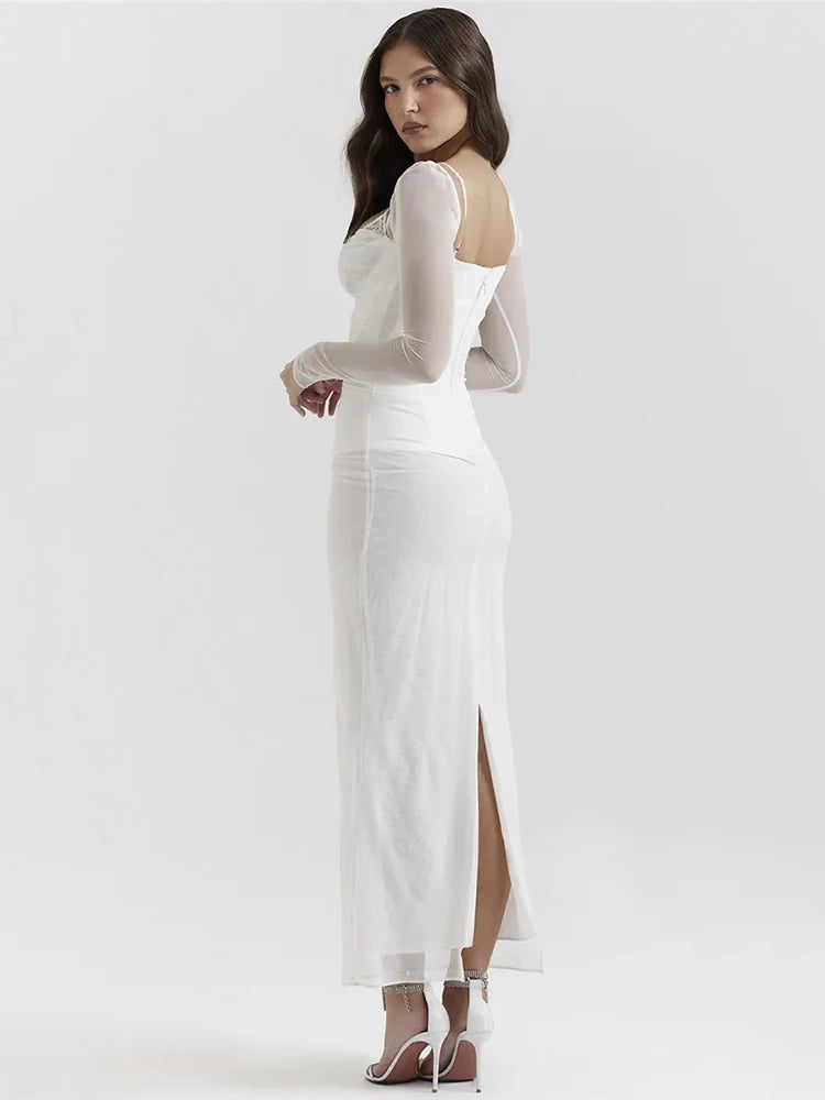 Mesh Strapless Maxi Long Dress - JELESACK