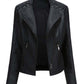 Faux Women's Leather Jackets Long Sleeve - JELESACK