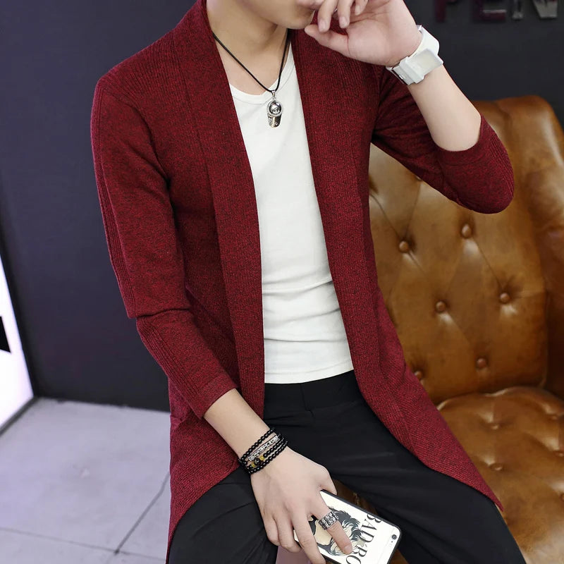 Retro Stitching Cardigan Men Sweater