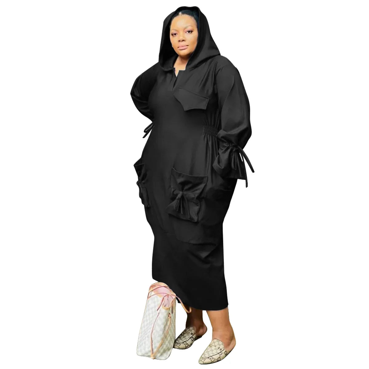 Plus Size  Hooded Maxi Dress