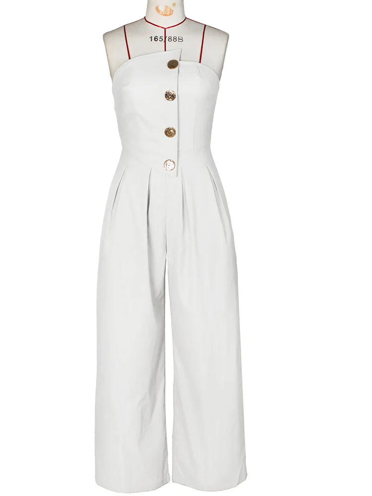 Ruched Strapless Wide Legs Jumpsuits