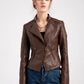 Faux Women's Leather Jackets Long Sleeve - JELESACK