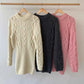 Chunky Cable-knit Long Sleeve Ribbed Mini Sweater - JELESACK