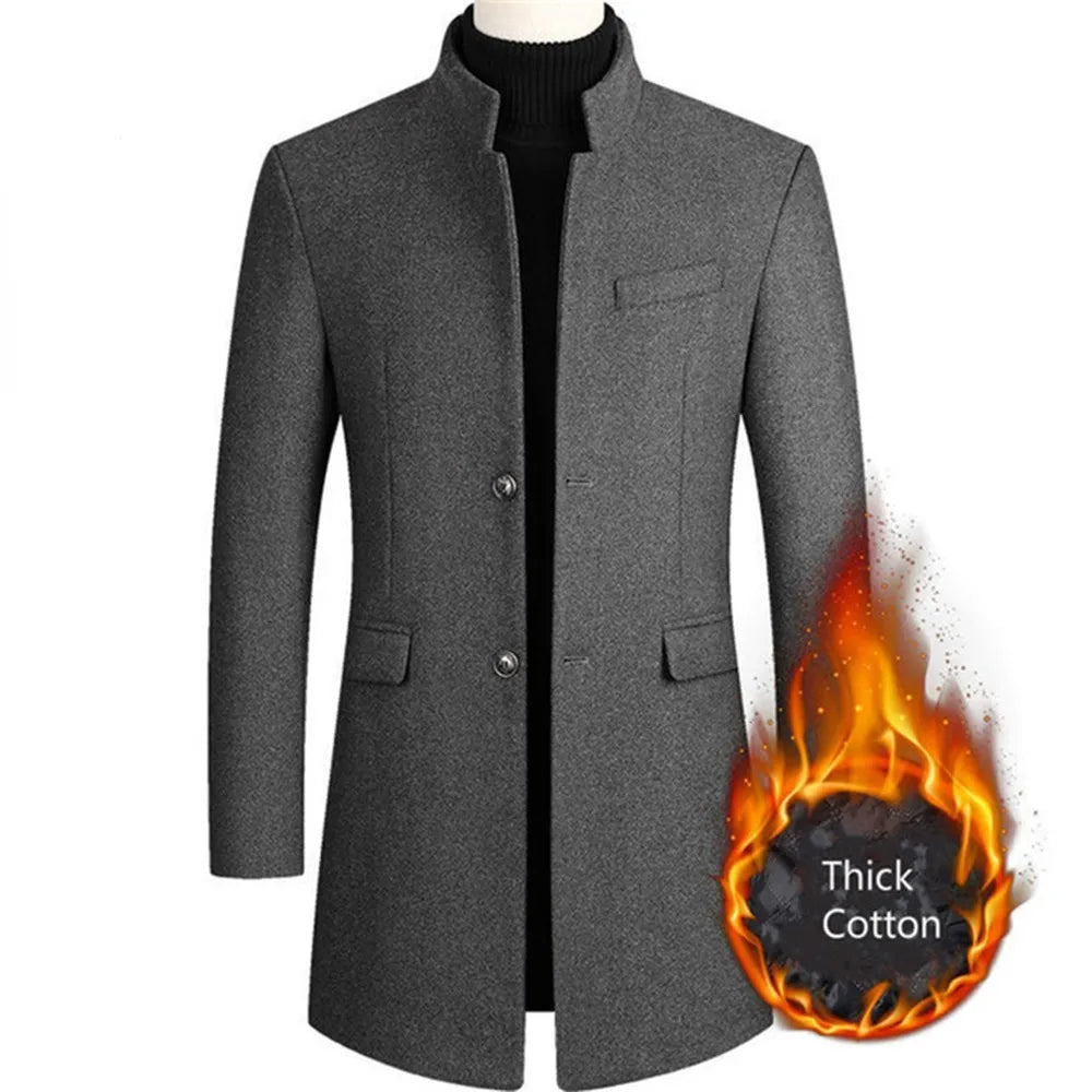 New Winter Fashion Men's Slim Fit Jacket Woolen Coats - JELESACK