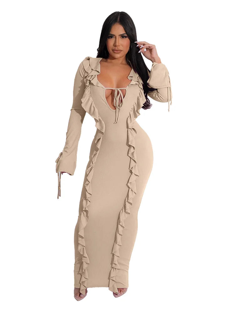 High Waist Streetwear Long Party Dress