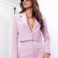 Two Piece Long Sleeve Suit & High Waist Wide Leg Pants