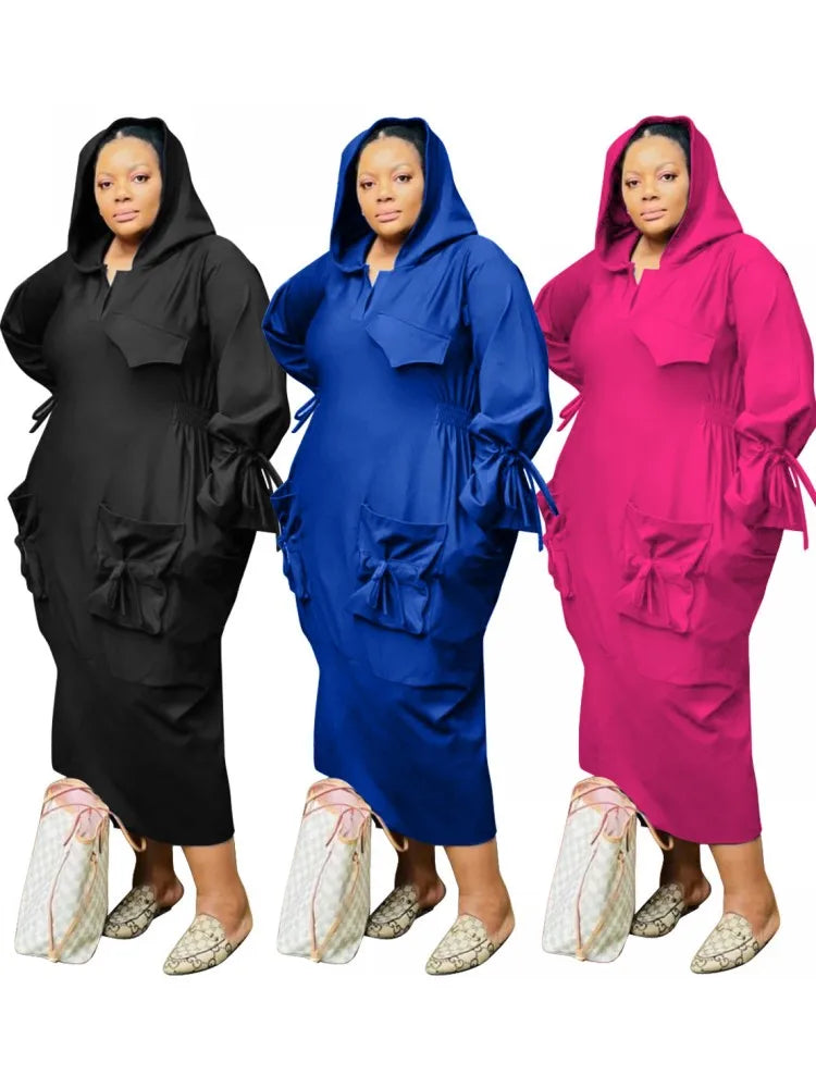 Plus Size  Hooded Maxi Dress