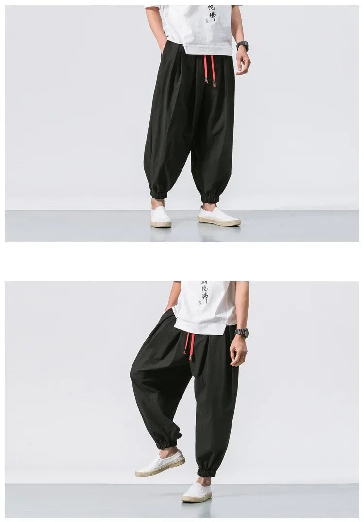 Loose Oversized Style Cotton and Linen Pants