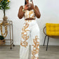 Two Piece Set  Print Crop Top and Wide Leg Pants