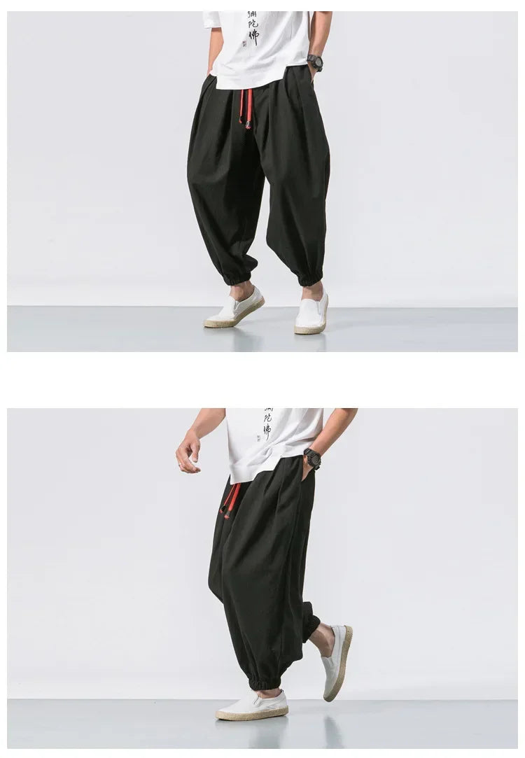 Loose Oversized Style Cotton and Linen Pants