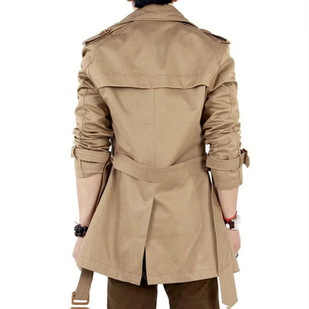 Mid-Length Double-Breasted Casual Trench Coat - JELESACK