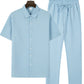 men's shirt set solid colour