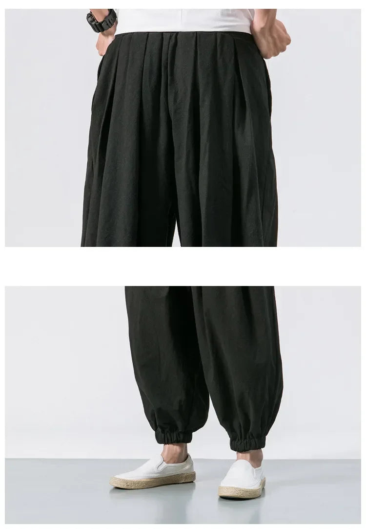 Loose Oversized Style Cotton and Linen Pants