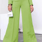 Two Piece Long Sleeve Suit & High Waist Wide Leg Pants