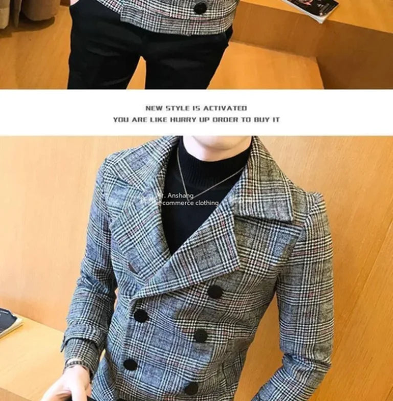 Thick Short Wool Coat Trendy Slim Fit Double Row Button