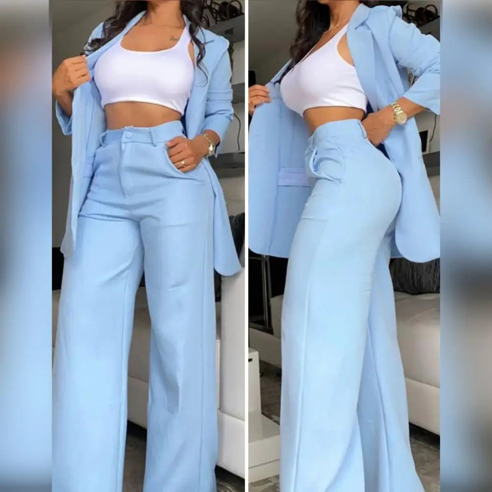 Elegant Blazer & Pants Two Piece Set Female Outfits