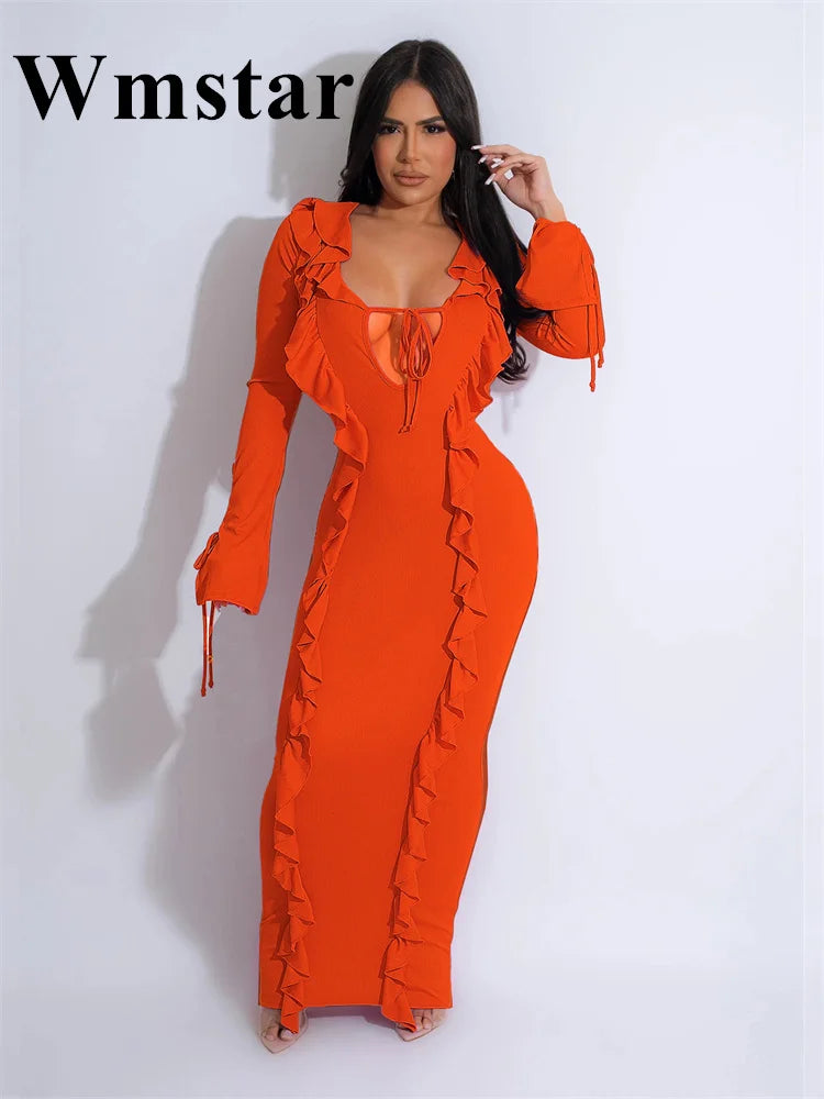 High Waist Streetwear Long Party Dress