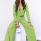 Two Piece Long Sleeve Suit & High Waist Wide Leg Pants