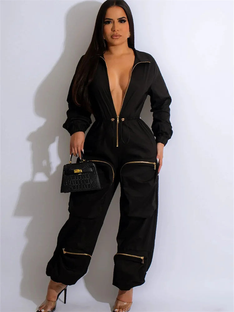 Zipper Cargo Women Jumpsuit