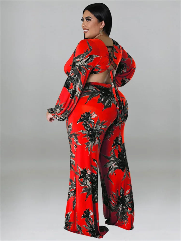 Plus Size Jumpsuit  Print One Piece