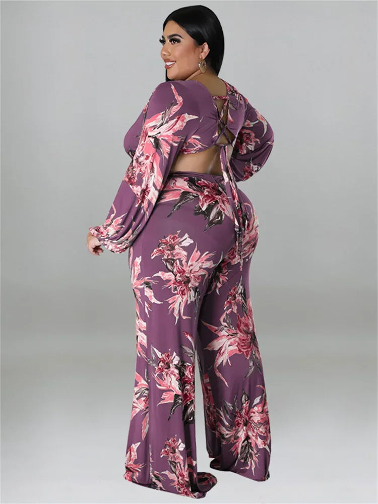 Plus Size Jumpsuit  Print One Piece