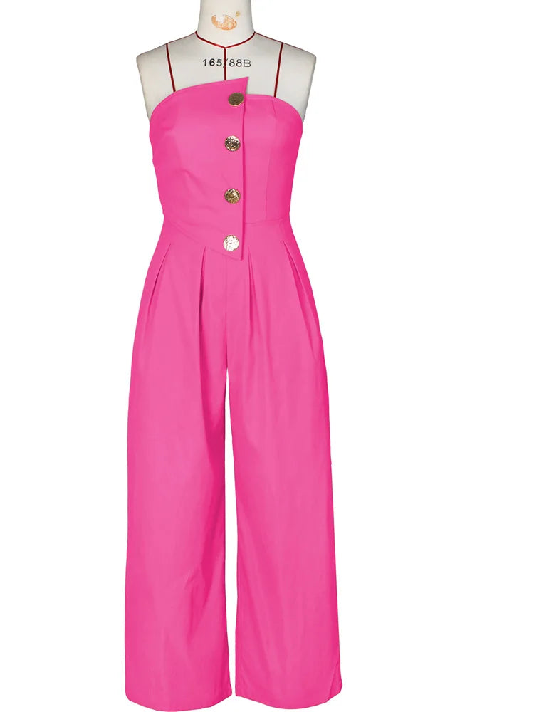 Ruched Strapless Wide Legs Jumpsuits