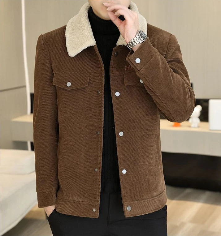 Thick Corduroy Men's Coats Winter Fleeced