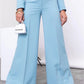 Two Piece Long Sleeve Suit & High Waist Wide Leg Pants