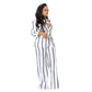 Printed Striped Shirt & Loose Straight Trousers