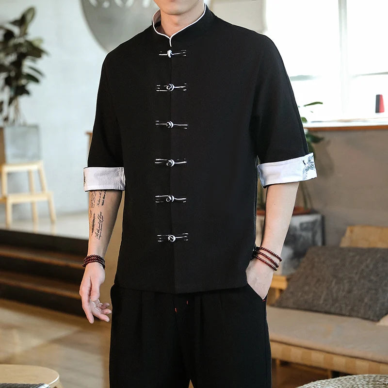 Crane Embroidery Top Traditional Shirt - JELESACK