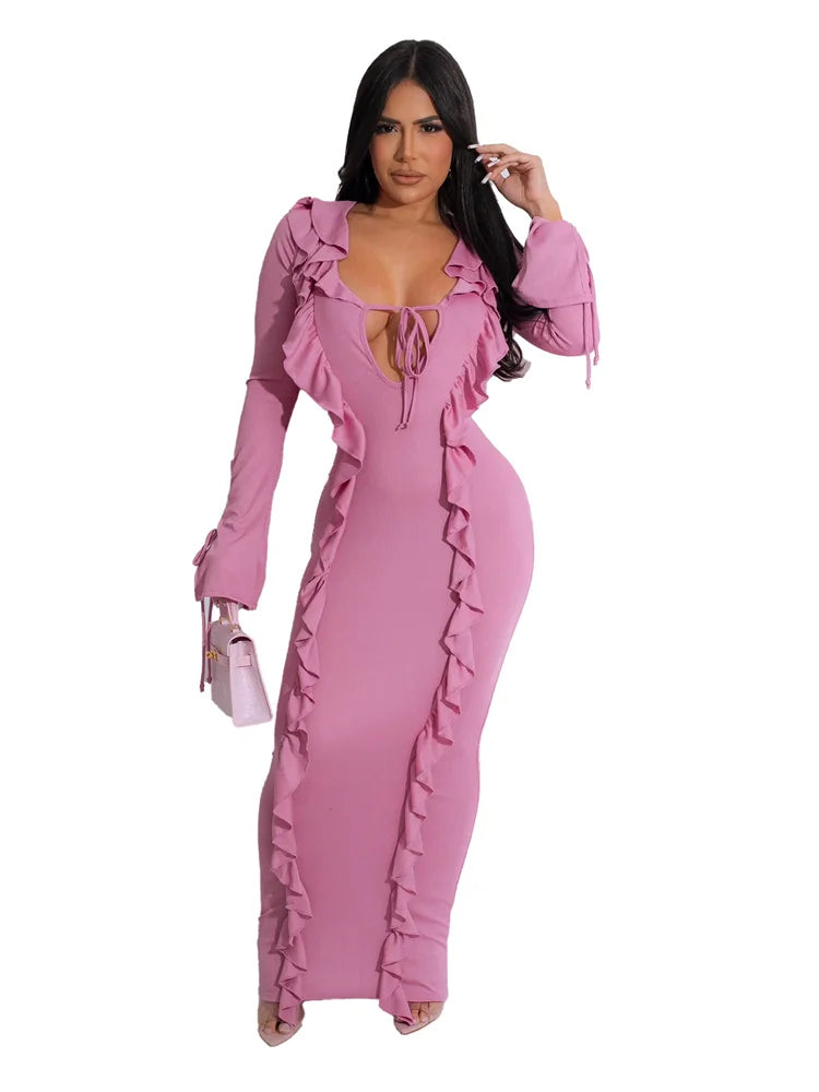 High Waist Streetwear Long Party Dress