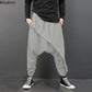 Irregular Loose Solid Drawstring Cross-pants