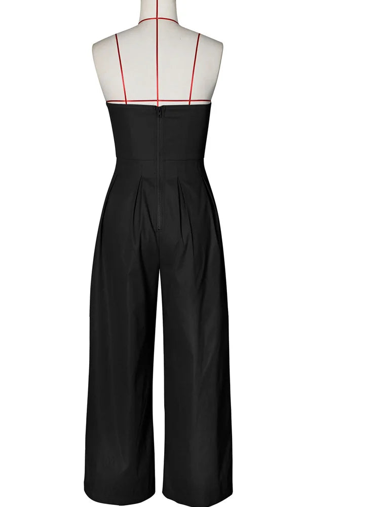 Ruched Strapless Wide Legs Jumpsuits