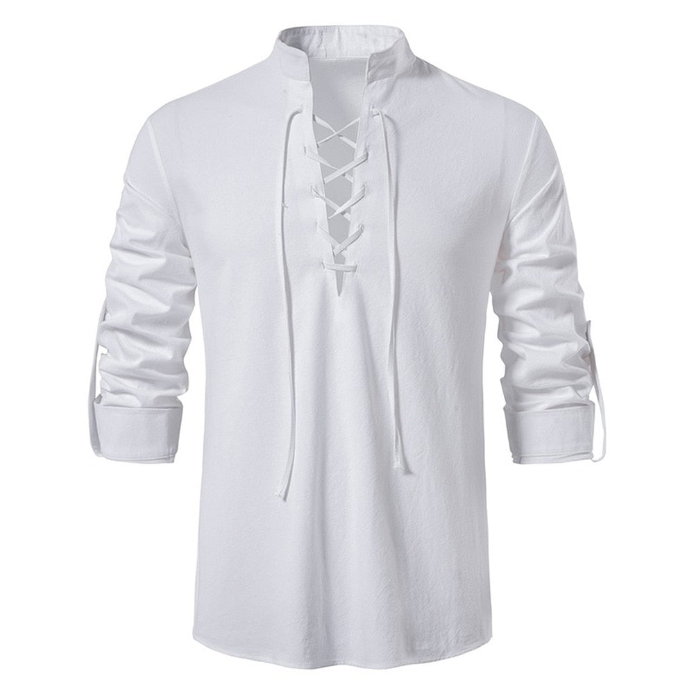 New Men's Casual Blouse Cotton Linen Shirt - JELESACK