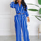 Printed Striped Shirt & Loose Straight Trousers