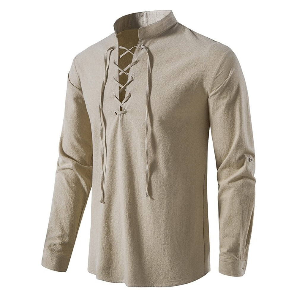 New Men's Casual Blouse Cotton Linen Shirt - JELESACK