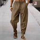 Breathable blend cotton stripe loose trousers