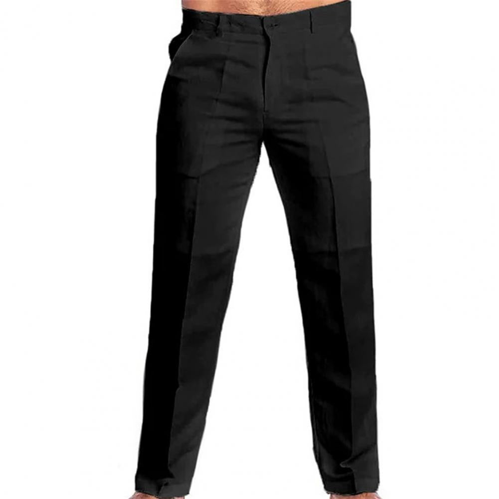 Stand Pocket Casual Linen Pants