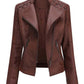 Faux Women's Leather Jackets Long Sleeve - JELESACK