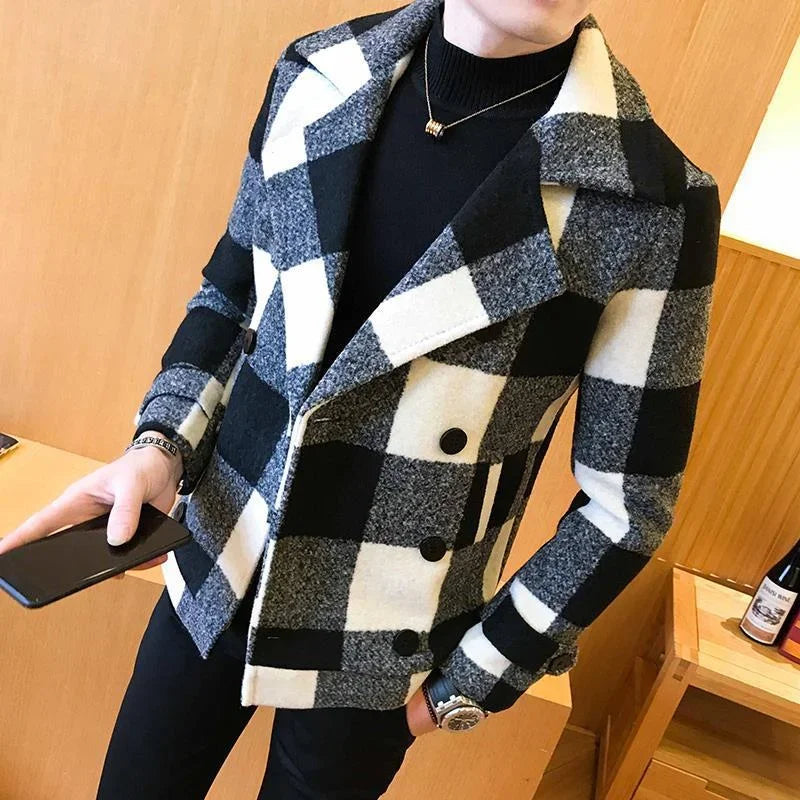 Thick Short Wool Coat Trendy Slim Fit Double Row Button