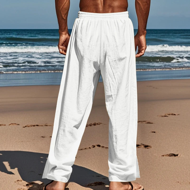 Casual Cotton Linen Drawstring Buckle Pants