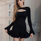 Women's Ruffles Bandage Dress Long Flare Sleeve - JELESACK