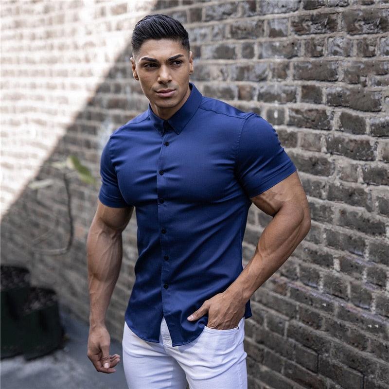 Casual Short Sleeve Solid Shirt - JELESACK